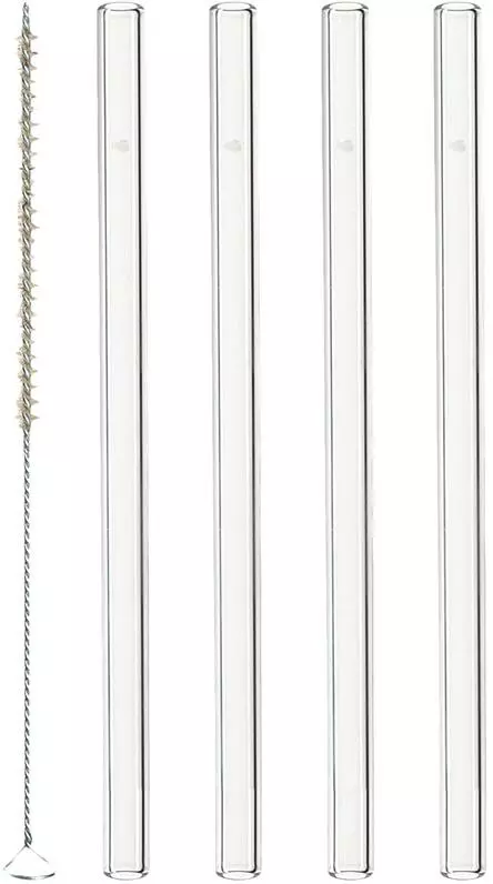 Leonardo Glastrinkhalme CIAO 4er-Set 15 Cm + Reinigungsbürste 1 Leonardo Glastrinkhalme CIAO 4er-Set 15 Cm + Reinigungsbürste