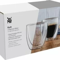 WMF Kult Doppelwandige Espressotassen Glas Set 2-teilig -Kaffee Espresso Verkäufe 217 09 0138 2000 6000