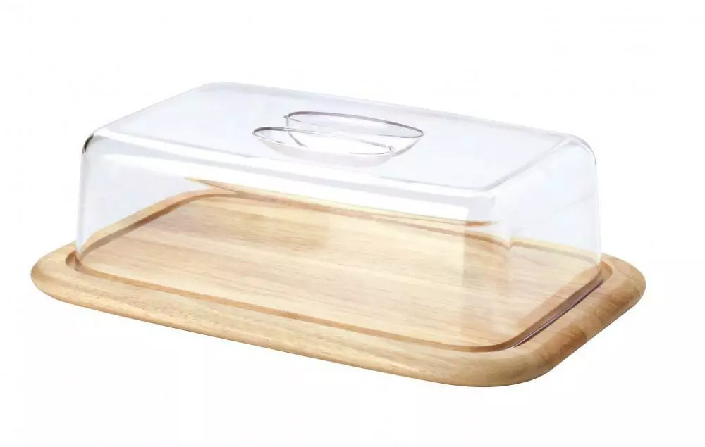 Continenta Käseglocke Rechteckig Aus Gummibaumholz, 2-teilig 2 Continenta Käseglocke Rechteckig Aus Gummibaumholz, 2-teilig – Bild 2