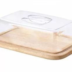 Continenta Käseglocke Rechteckig Aus Gummibaumholz, 2-teilig