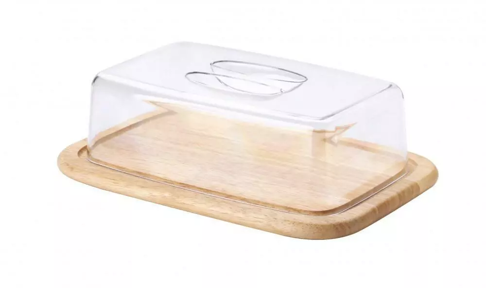 Continenta Käseglocke Rechteckig Aus Gummibaumholz, 2-teilig 1 Continenta Käseglocke Rechteckig Aus Gummibaumholz, 2-teilig