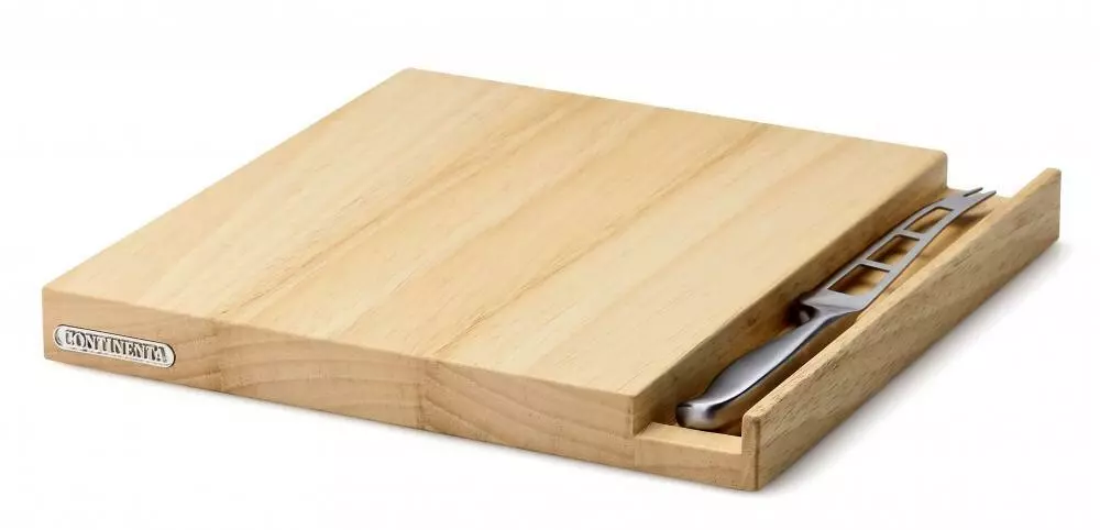 Continenta Käsebrett Aus Gummibaumholz Mit Messer 1 Continenta Käsebrett Aus Gummibaumholz Mit Messer