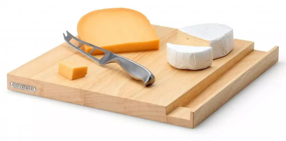 Continenta Käsebrett Aus Gummibaumholz Mit Messer 2 Continenta Käsebrett Aus Gummibaumholz Mit Messer – Bild 2