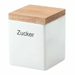 Continenta Vorratsdose Quadratisch Aus Keramik Mit Holzdeckel