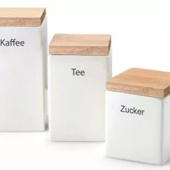 Continenta Vorratsdose Quadratisch Aus Keramik Mit Holzdeckel 7 Continenta Vorratsdose Quadratisch Aus Keramik Mit Holzdeckel -Kaffee Espresso Verkäufe 3912 3913 3914 bearbeitet l