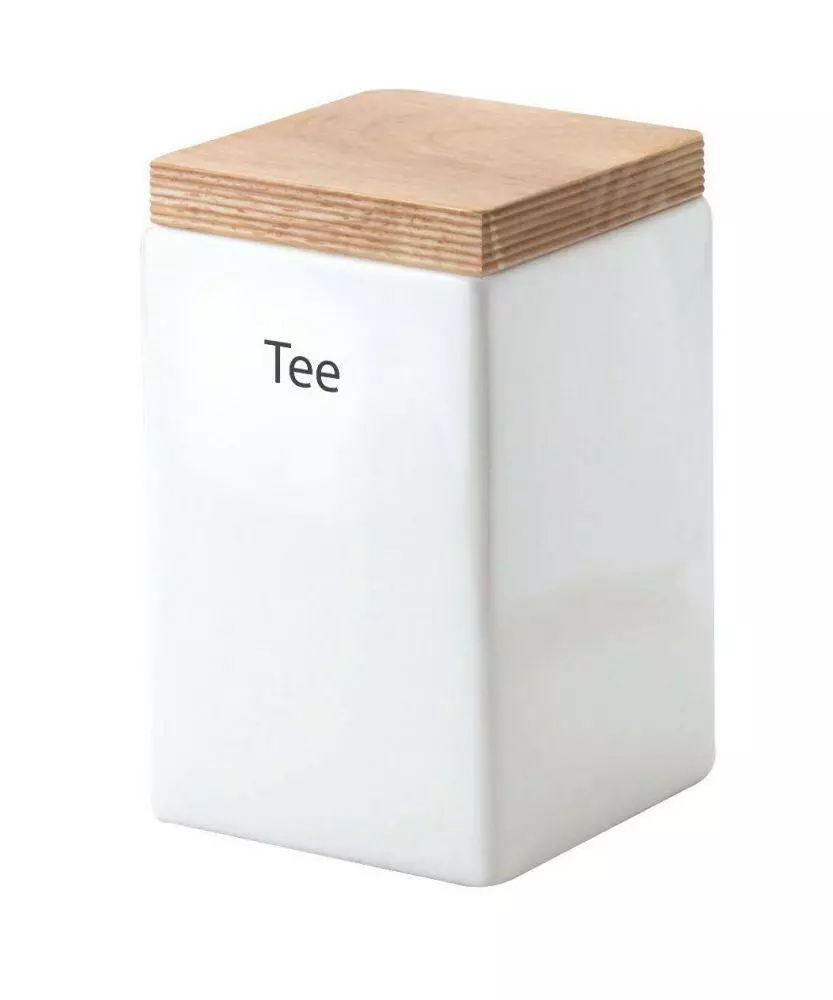 Continenta Vorratsdose Quadratisch Aus Keramik Mit Holzdeckel 2 Continenta Vorratsdose Quadratisch Aus Keramik Mit Holzdeckel – Bild 2