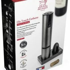 PEUGEOT Elektrischer Korkenzieher Elis Touch Mit Akku, Carbon -Kaffee Espresso Verkäufe ELIS TOUCH Lithium Ion Carbone 201043 PACK